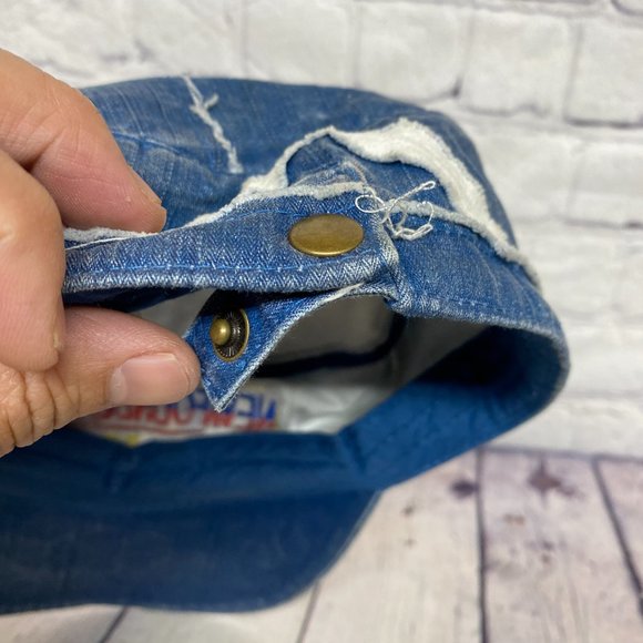 Distressed Hat Army Cap Women Adjustable Blue New FOUNDLAND The Rock Patch Work - Picture 8 of 10